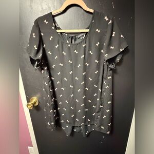 Torrid Black Blouse with Pink Bow Pattern